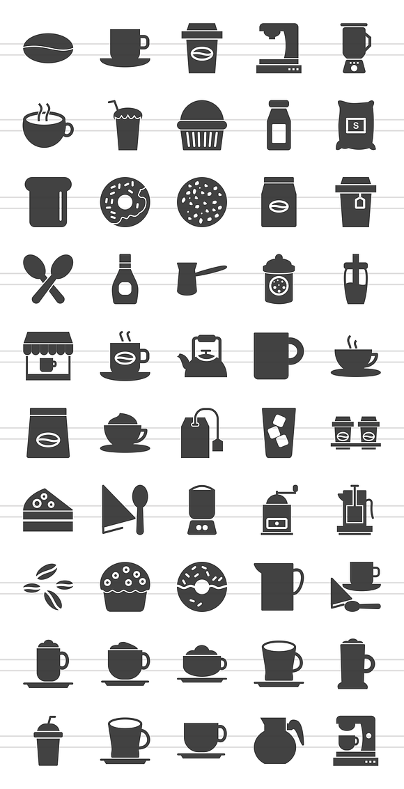 50 Coffee Shop Glyph Icons in Icons - product preview 1