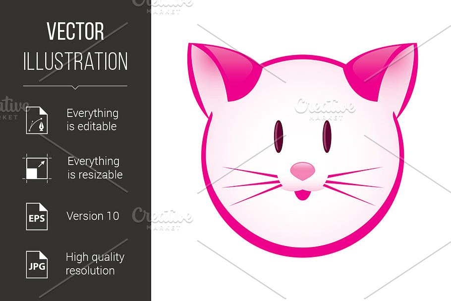 Cartoon gay pink kitty in Graphics - product preview 8