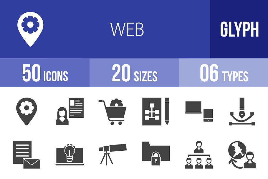 50 Web Glyph Icons in Graphics - product preview 8