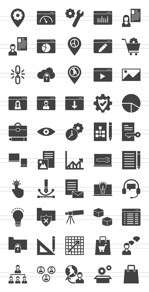 50 Web Glyph Icons in Graphics - product preview 1