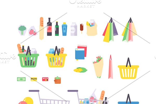 Supermarket products vector