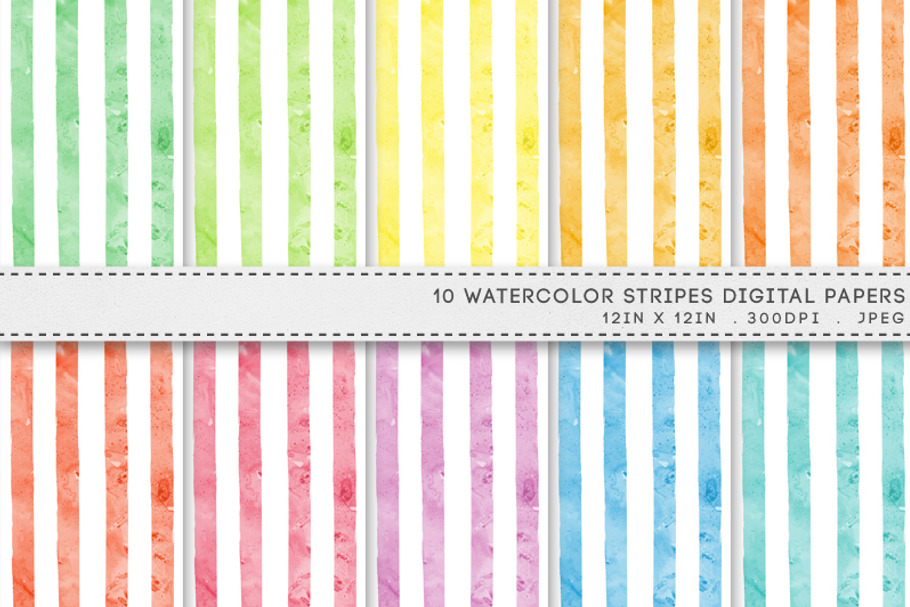 Watercolor Stripes Digital Paper