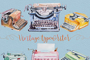 Watercolor  Typewriter Clipart