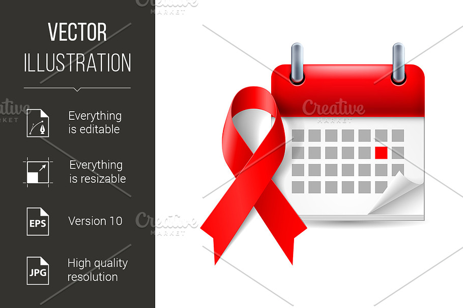 AIDS awareness ribbon and calendar