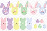 Clip Art Easter Candy Eggs and Bunny