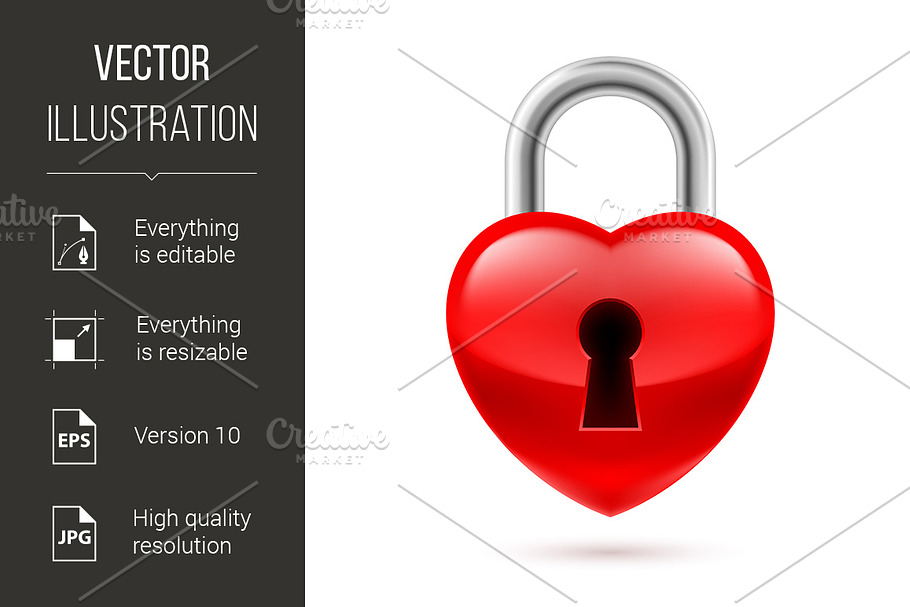Padlock as heart in Graphics - product preview 8