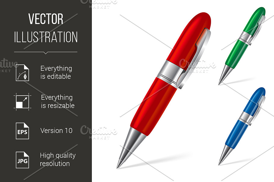 Set of pens in Graphics - product preview 8