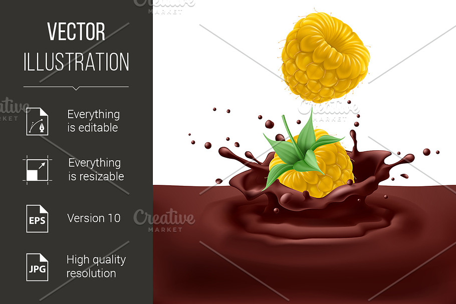 Yellow raspberries with chocolate in Graphics - product preview 8