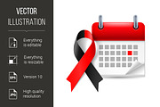 Red and black awareness ribbon and c