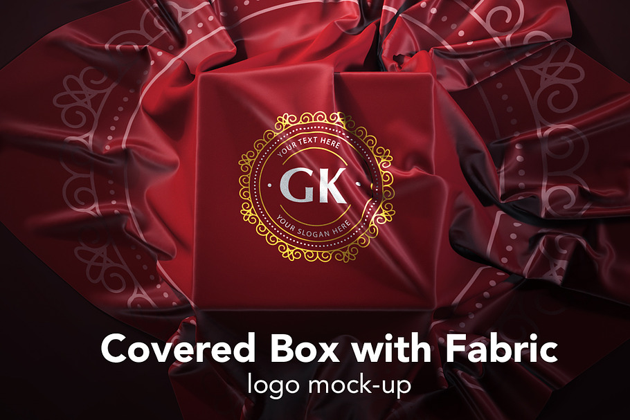 Covered Box with Fabric Logo Mock-up in Product Mockups - product preview 8