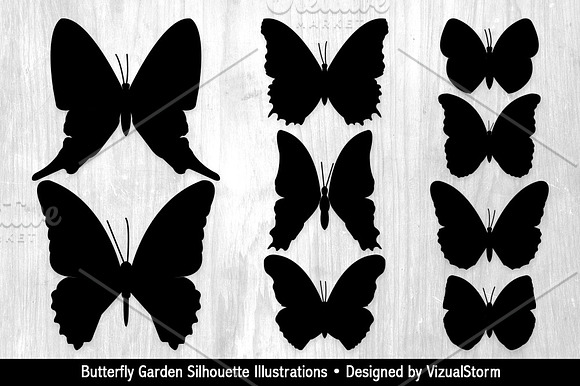 Butterfly Garden Silhouettes in Illustrations - product preview 1