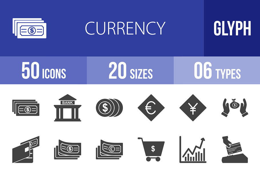 50 Currency Glyph Icons