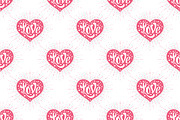 Heart and lettering Love. Pattern