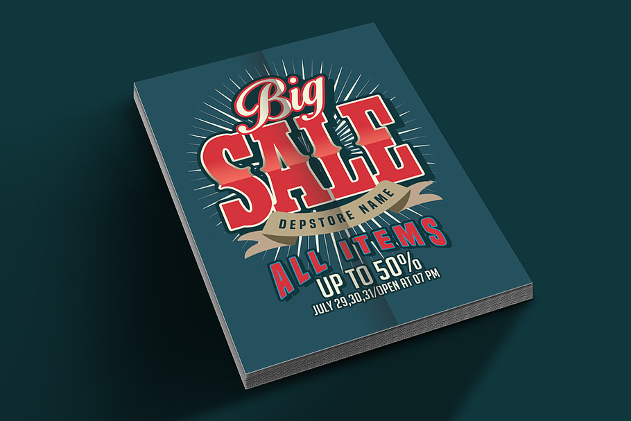 Big Sale Retro Style in Flyer Templates - product preview 8