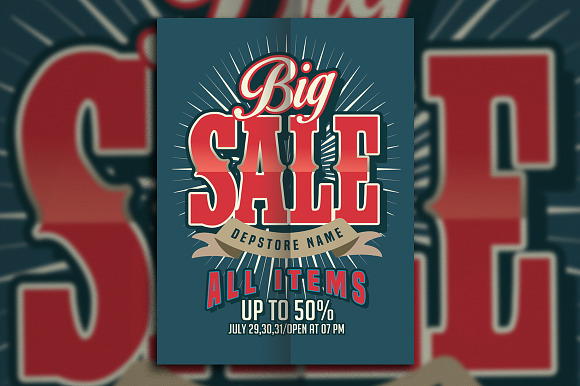 Big Sale Retro Style in Flyer Templates - product preview 1