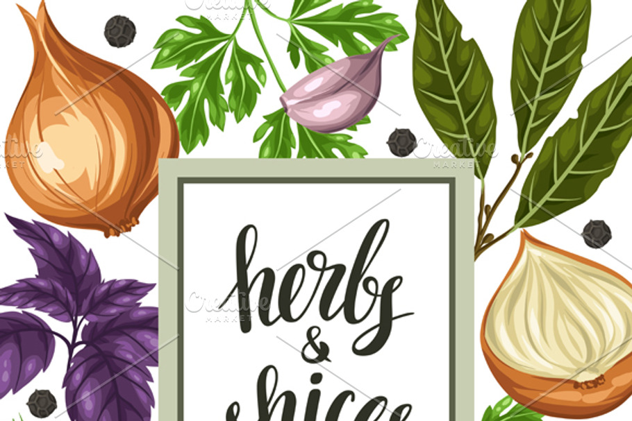 Frames with herbs and spices. in Flyer Templates - product preview 8