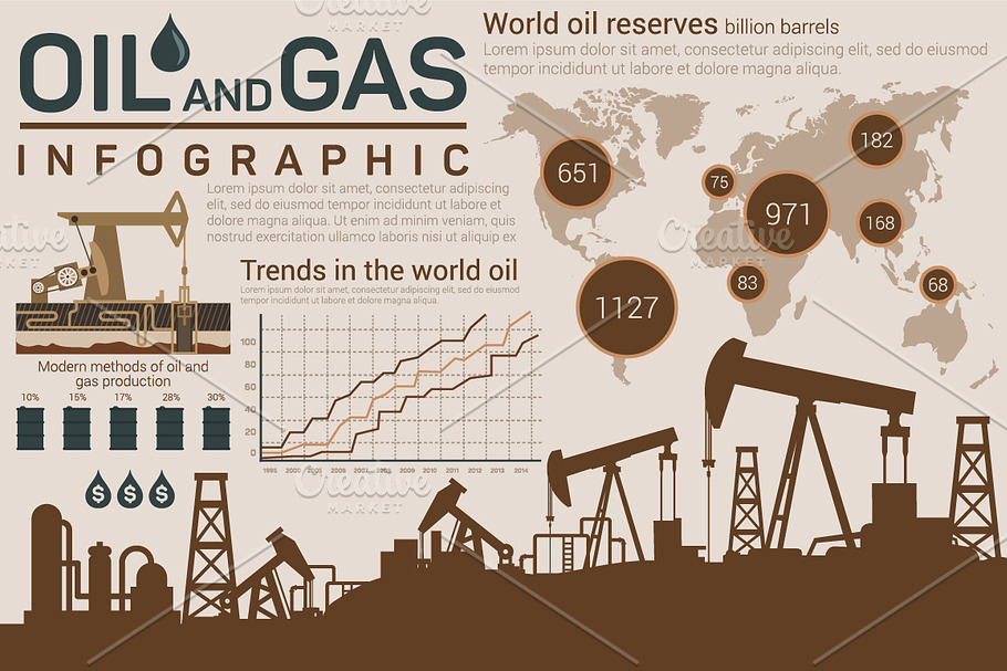 Oil and gas template for infographic in Objects - product preview 8