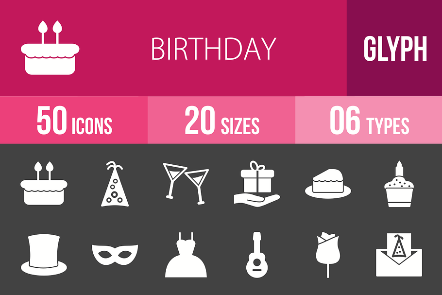 50 Birthday Glyph Inverted Icons in Graphics - product preview 8