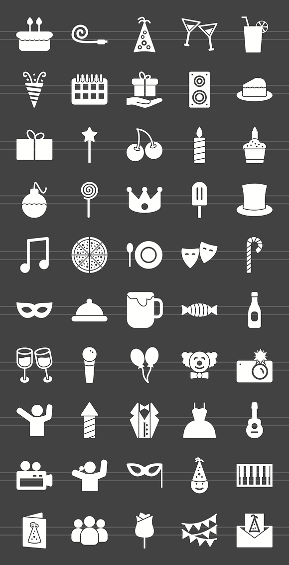 50 Birthday Glyph Inverted Icons in Graphics - product preview 1