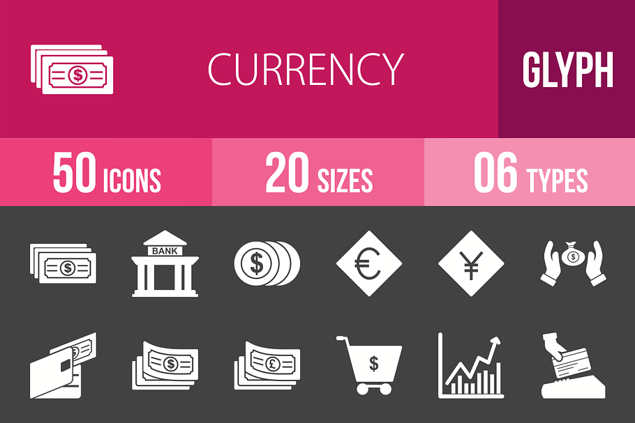 50 Currency Glyph Inverted Icons