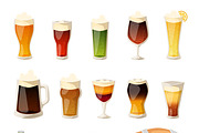 Beer vector icons set