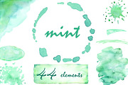 Watercolor clipart Mint