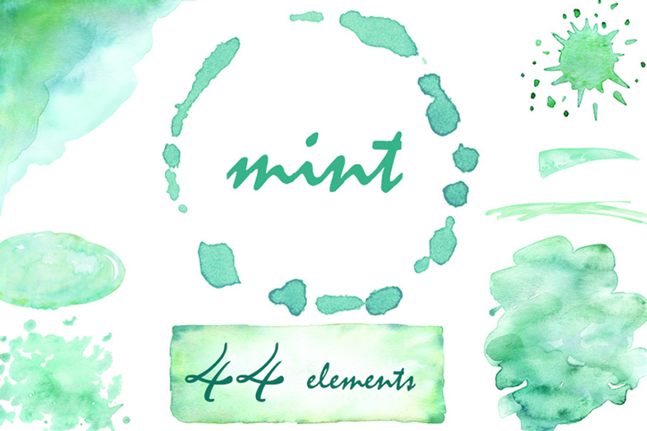 Watercolor clipart Mint in Textures - product preview 8