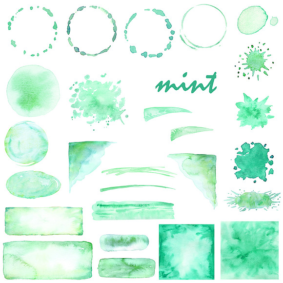 Watercolor clipart Mint in Textures - product preview 1
