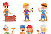 Builders kids vector set