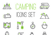 Camping icons vector set