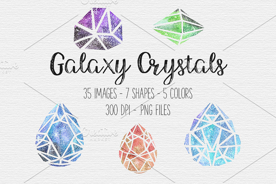 Galaxy Watercolor Crystal Clipart in Illustrations - product preview 8