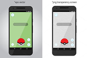 Pokemon Go screen. Vector, PNG, PSD