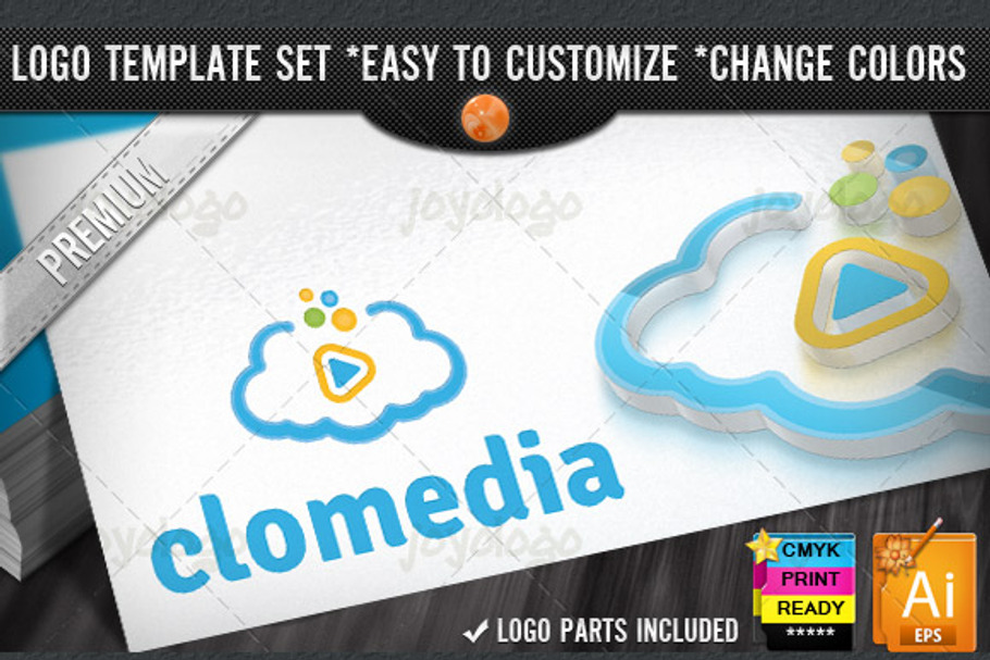 Bubbles Music Play Media Cloud Logo in Logo Templates - product preview 8