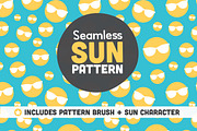 Seamless Sun Pattern and Character