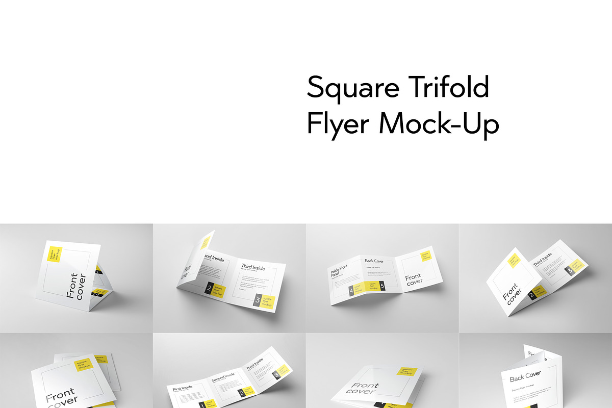 Tri-Fold Square Flyer Mockup in Print Mockups - product preview 8