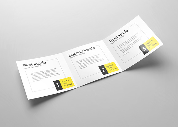 Tri-Fold Square Flyer Mockup in Print Mockups - product preview 7