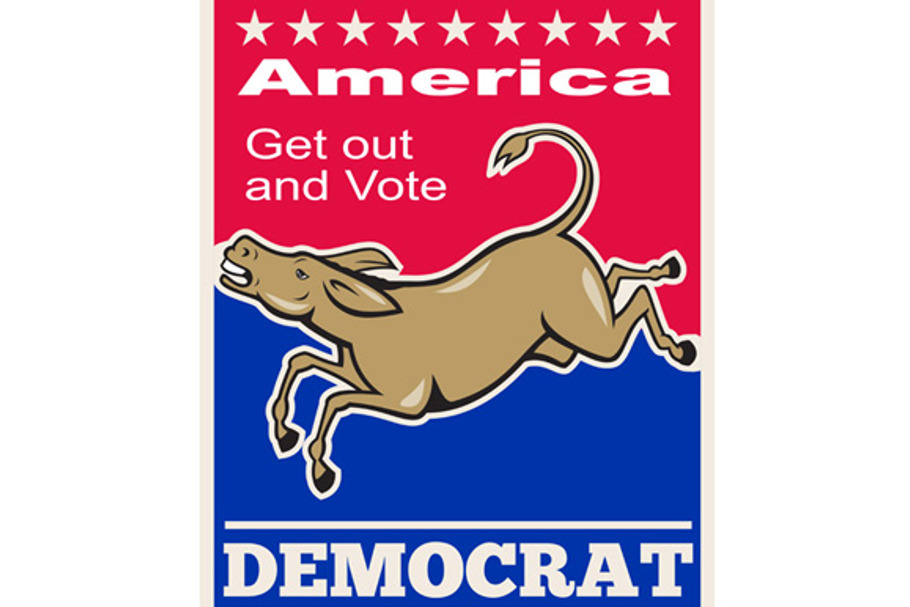 Democrat Donkey Mascot America Vote in Illustrations - product preview 8