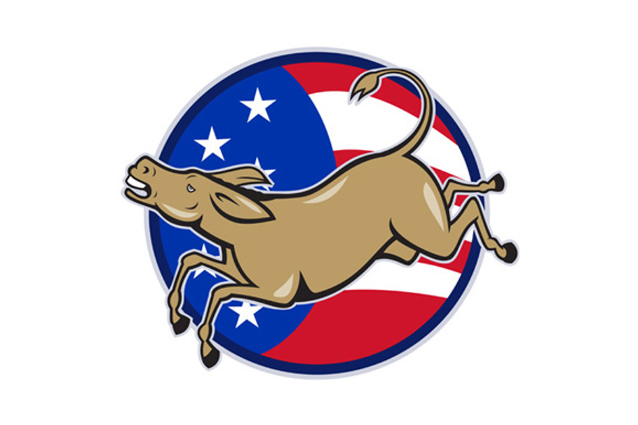 Democrat Donkey Mascot American Flag in Illustrations - product preview 8