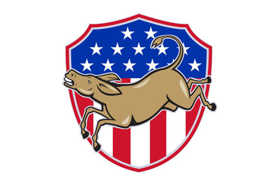 Democrat Donkey Mascot USA Flag in Illustrations - product preview 8