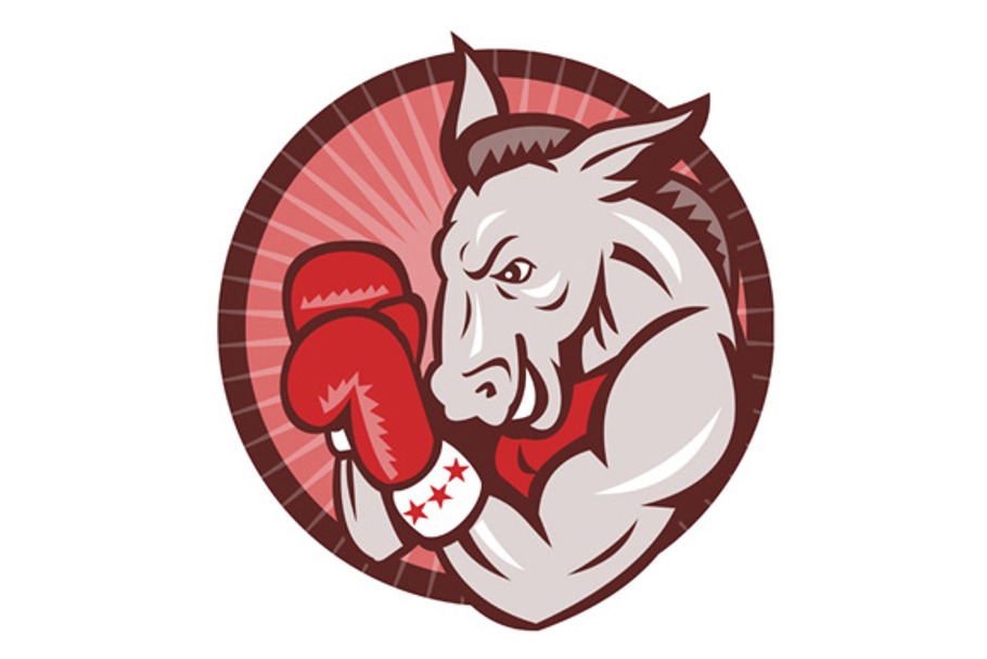 Democrat Donkey Mascot Boxer Boxing in Illustrations - product preview 8
