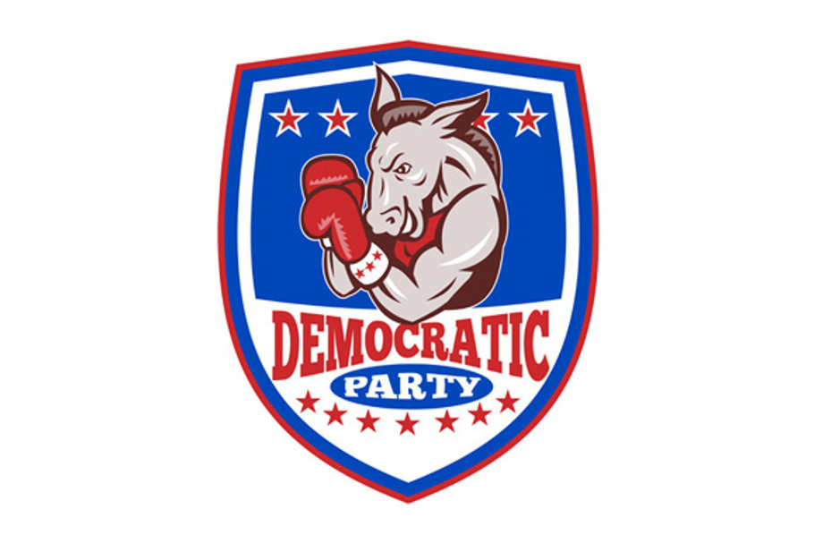 Democrat Donkey Mascot Boxer Shield in Illustrations - product preview 8