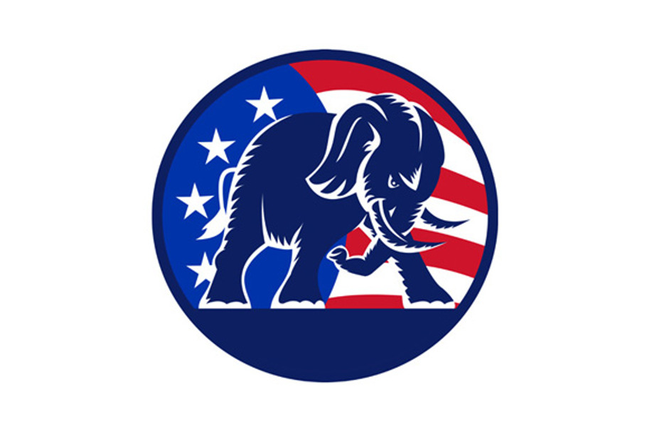 Republican Elephant Mascot USA Flag in Illustrations - product preview 8