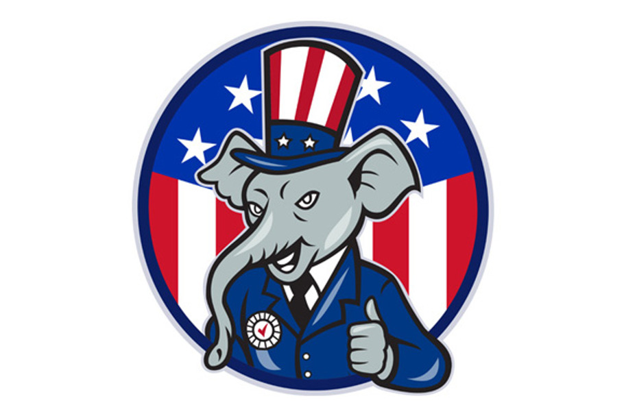 Republican Elephant Mascot Thumb in Illustrations - product preview 8