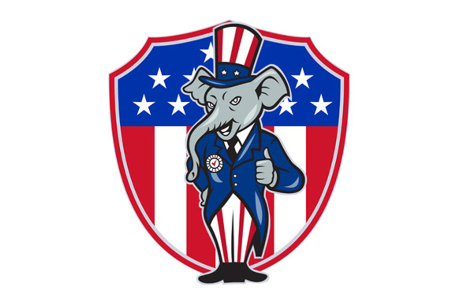 Republican Elephant Mascot Thumb in Illustrations - product preview 8