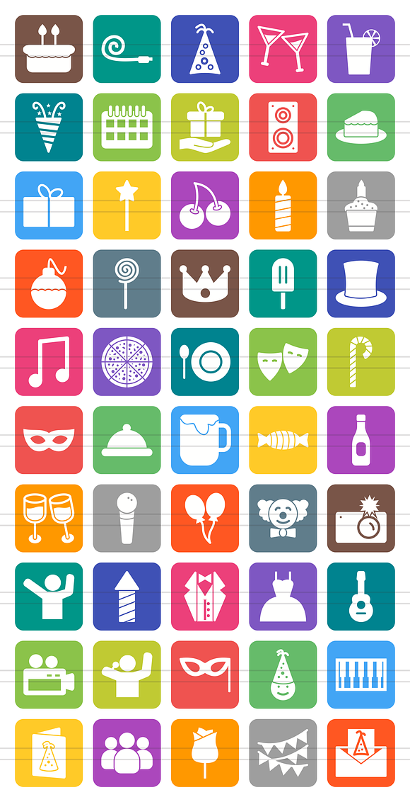 50 Birthday Flat Round Corner Icons in Graphics - product preview 1