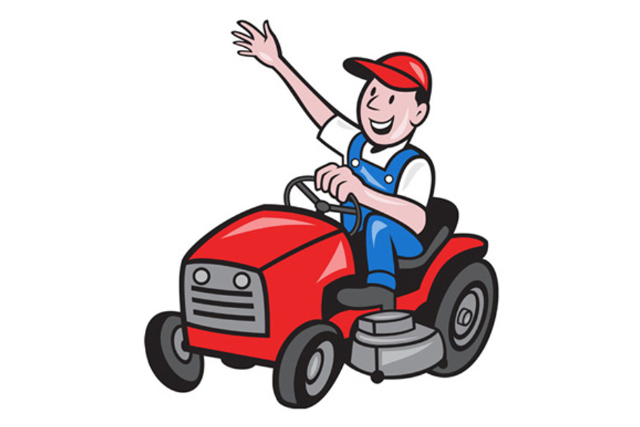 Farmer Driving Ride On Mower Tractor in Illustrations - product preview 8