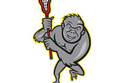 Gorilla Ape With Lacrosse Stick