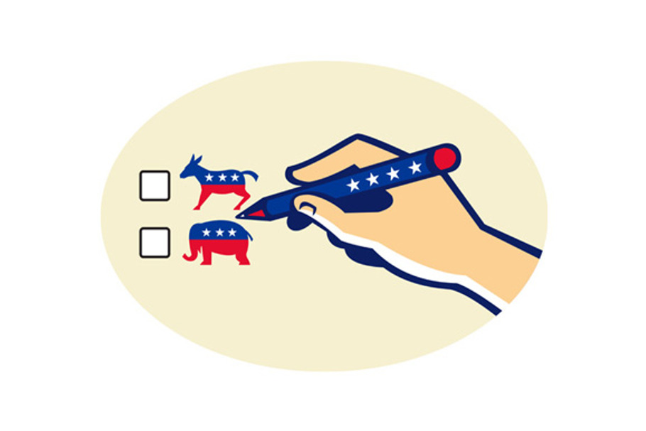 Hand Holding Pen Voting American in Illustrations - product preview 8
