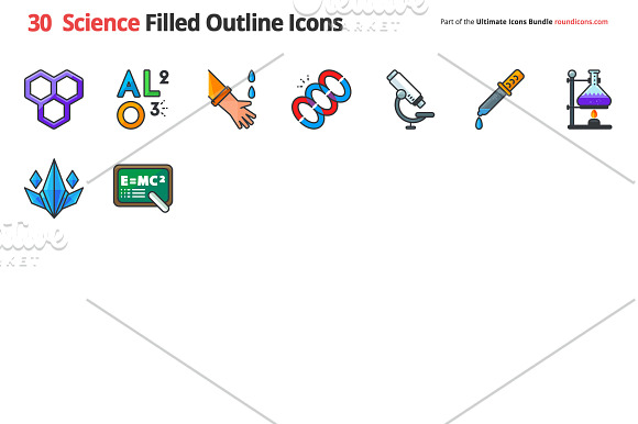 30 Science Filled Outline Icons in Graphics - product preview 1