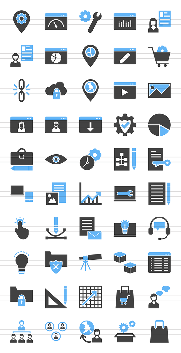 50 Web Blue & Black Icons in Graphics - product preview 1